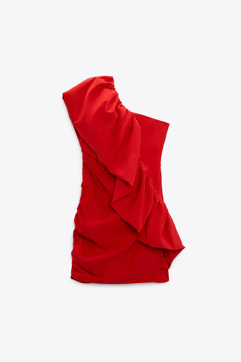 Zara Voluminous Asymmetric Red Dress Size S