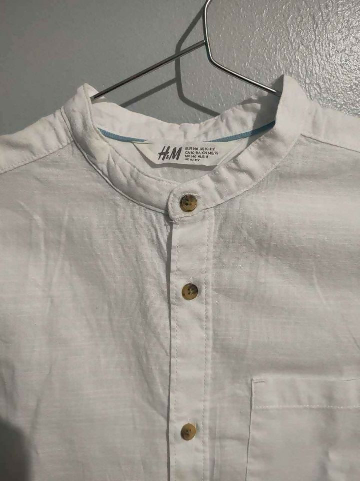 H&M Boys White Linen Shirt 10-11 YRS