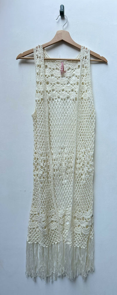 Ravin White Sleeveless Crochet jacket size S