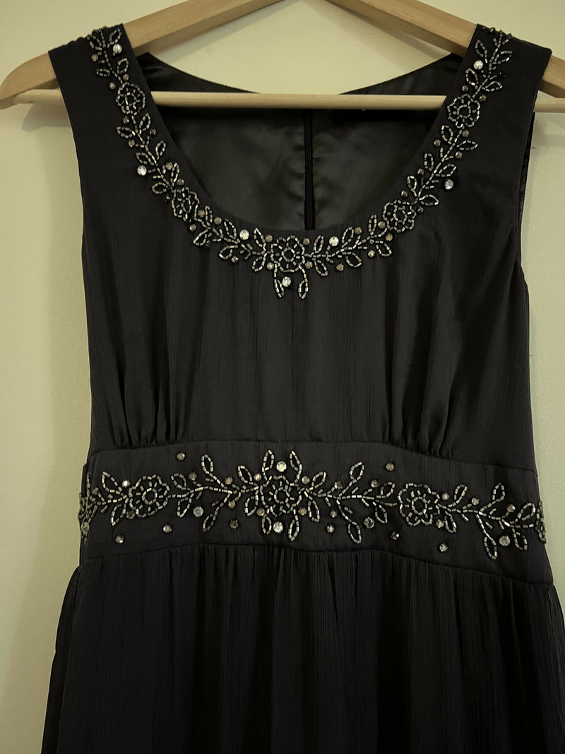 Oasis Maxi Black Dress with Sequin Details Dress UK 12