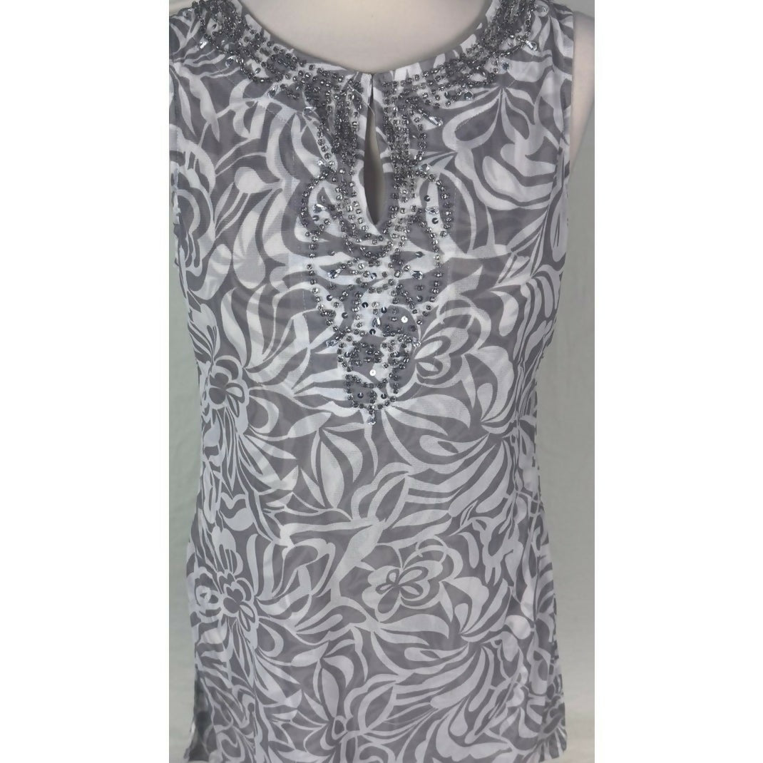 INC International Concepts sleeveless Beaded Tunic Top: M