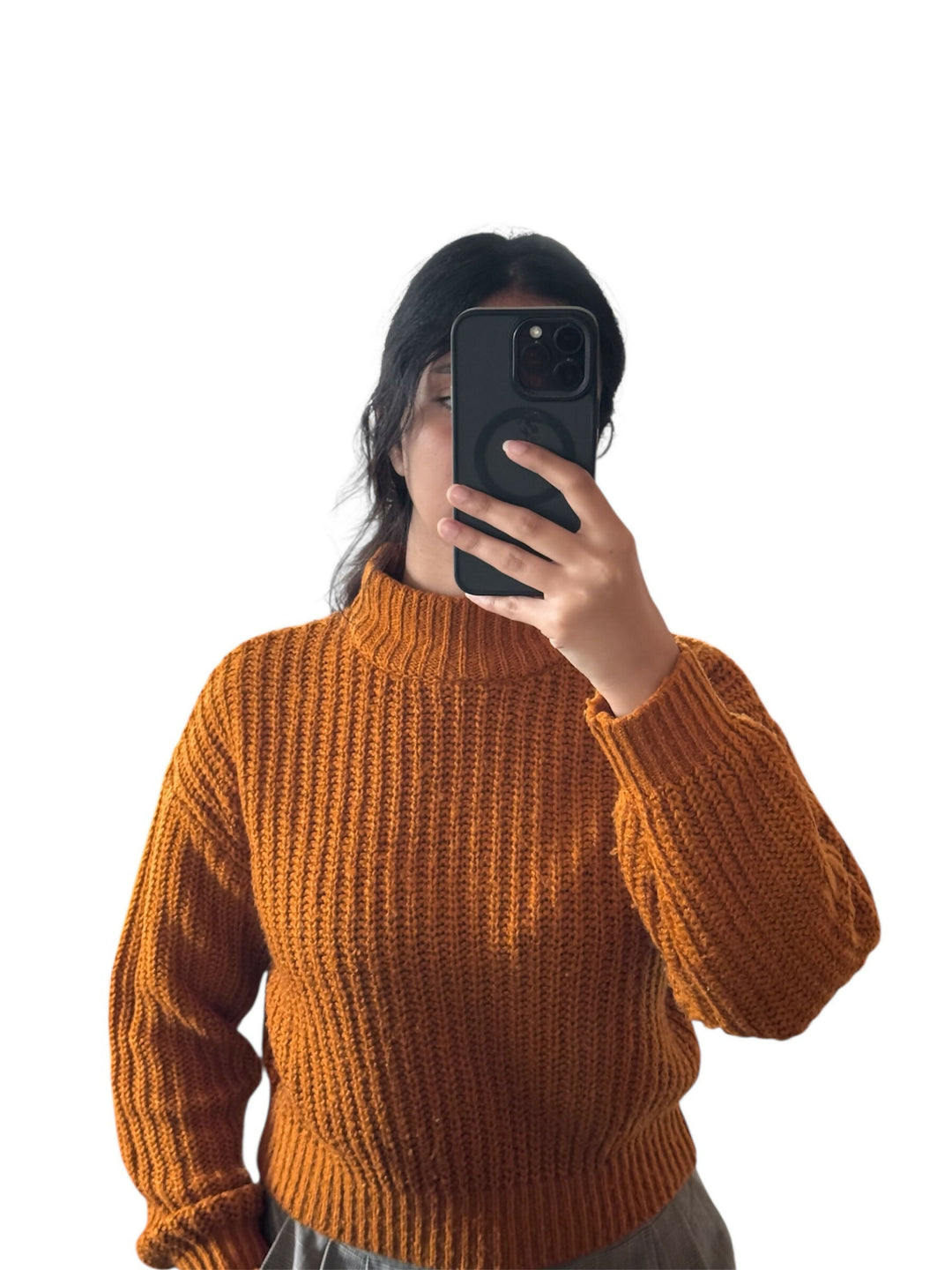 H&M Orange Chunky Cropped Sweater: S