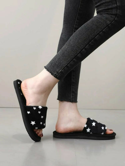 Black Stars Bedroom Slippers New - Size 38/39