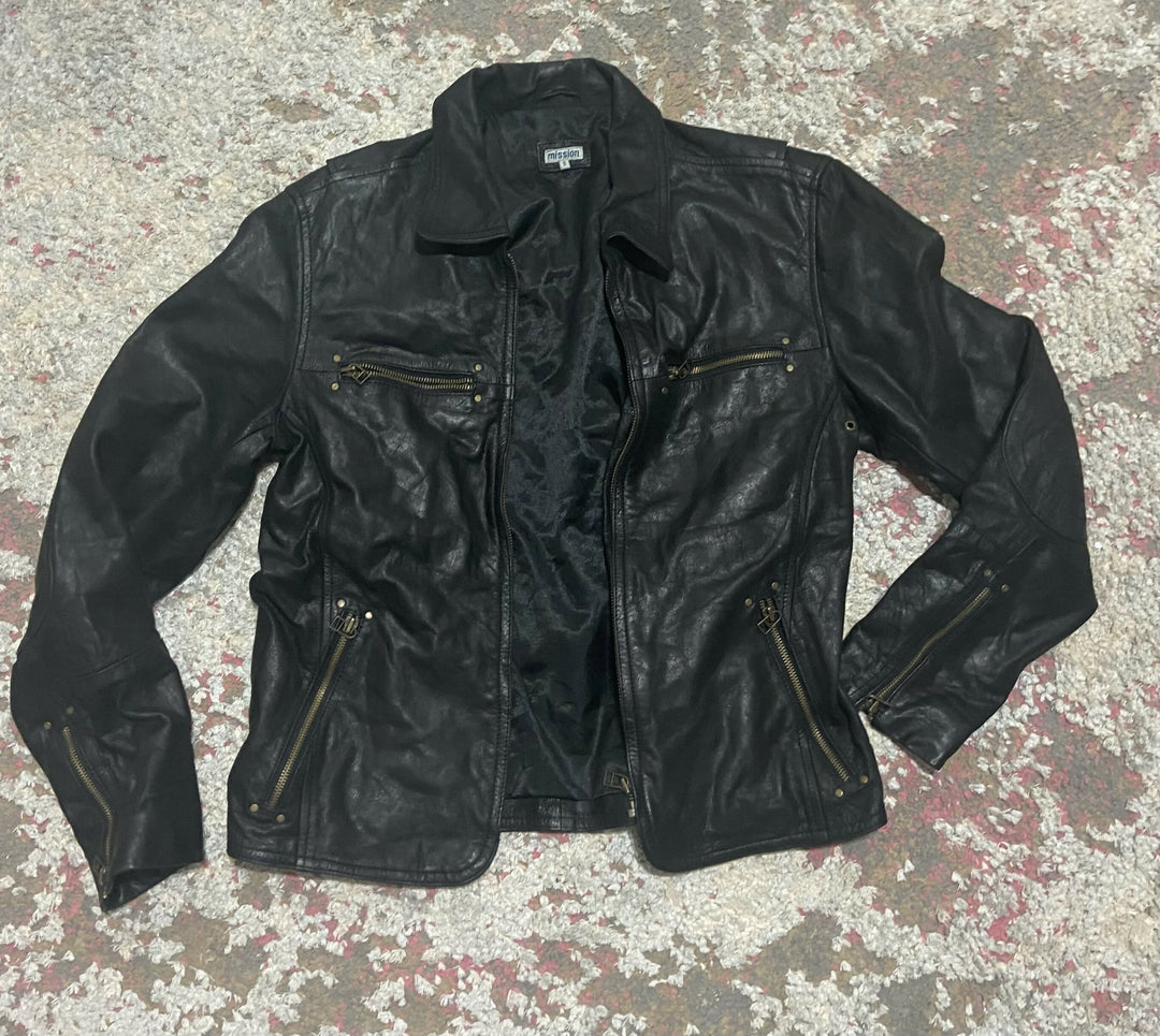 Genuine Black Leather Jacket Size: S/M