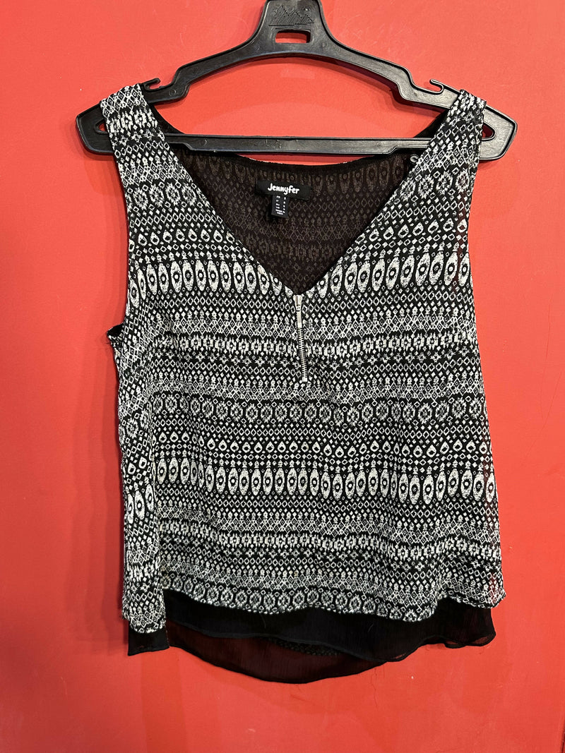 Jennyfer Patterned Jersey Vest Top Size S