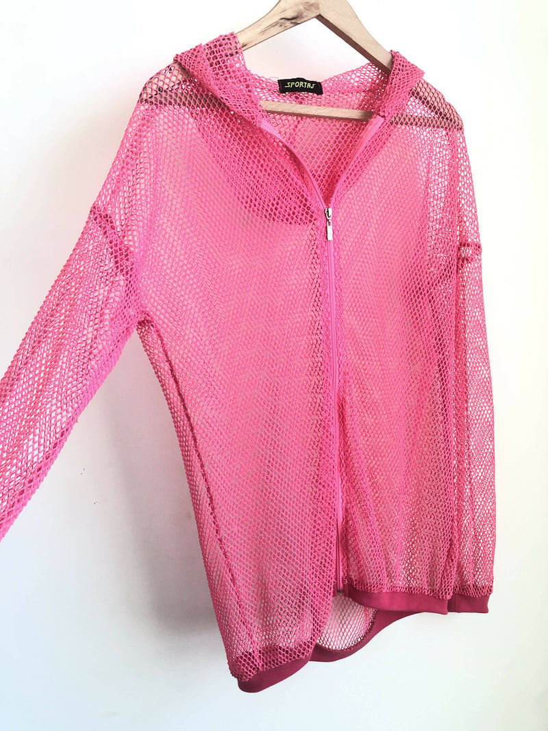 Pink Oversized Fishnet Jacket Size: M/L