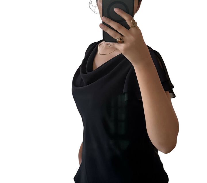 Peter Martin Chiffon Black Top: Size 12