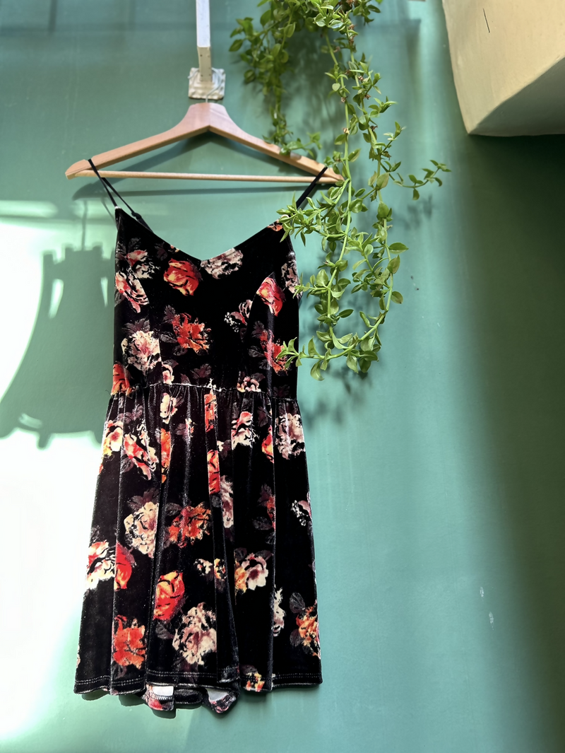 Velvet Floral Jumpsuit Size S