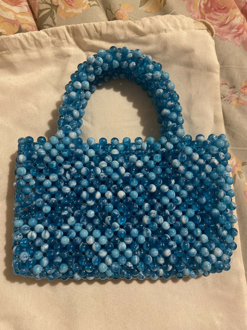 Perlita Blue Beaded Bag