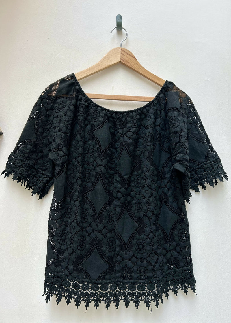 Black Boho Top Size L