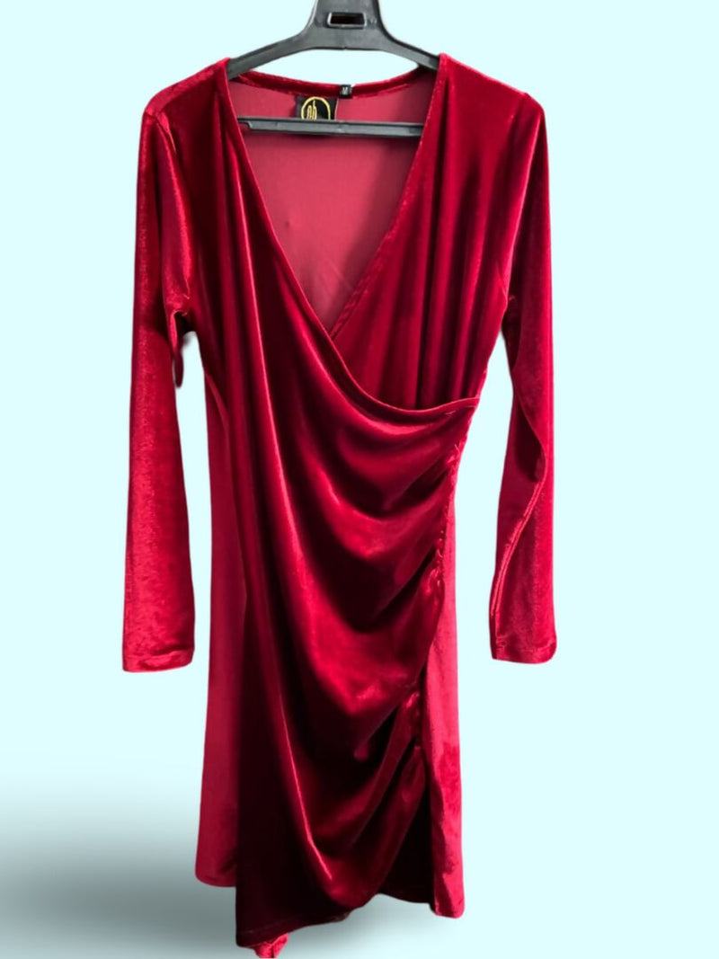 Velvet Dress / Burgundy Size M