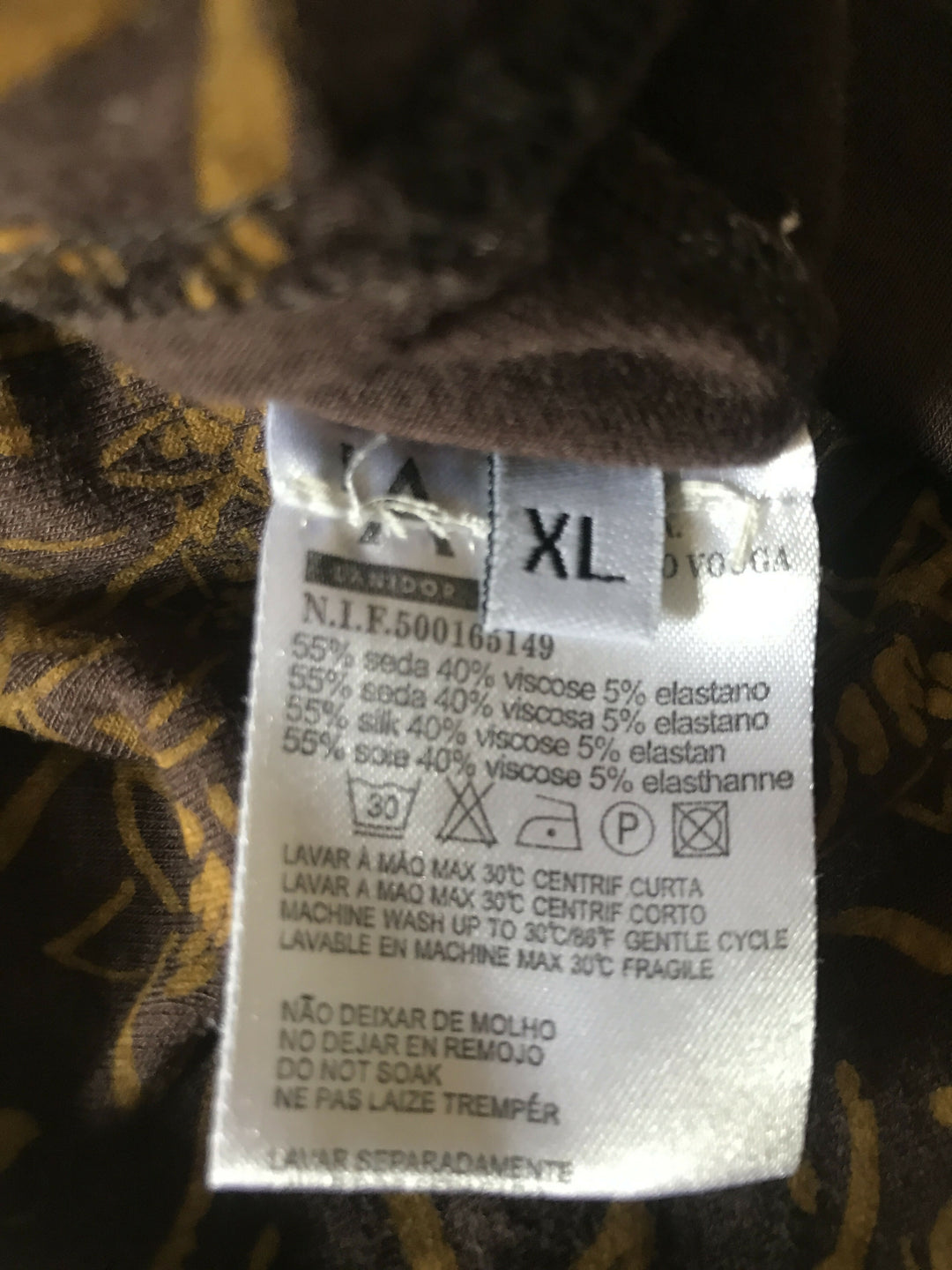 Silk & Gold TOP -Mocca Brown with Gold Print