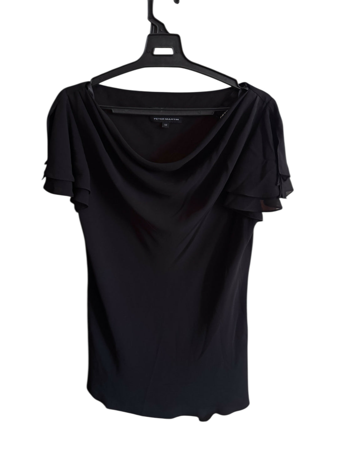 Peter Martin Chiffon Black Top: Size 12