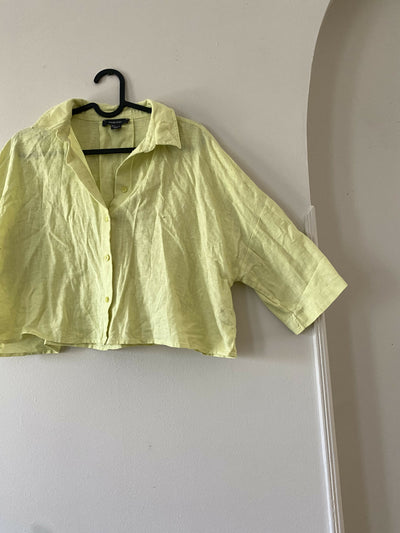 Neon Yellow Summer Cropped Shirt Size: M