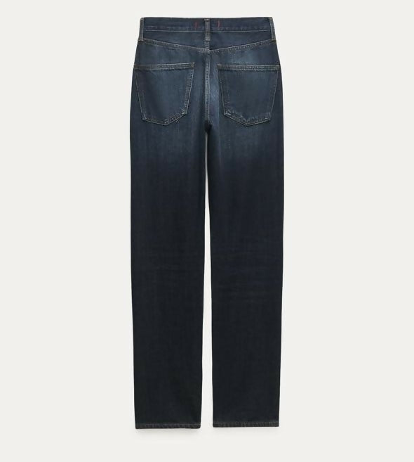 Zara New Straight Fit Dark Blue Jeans Size: 38