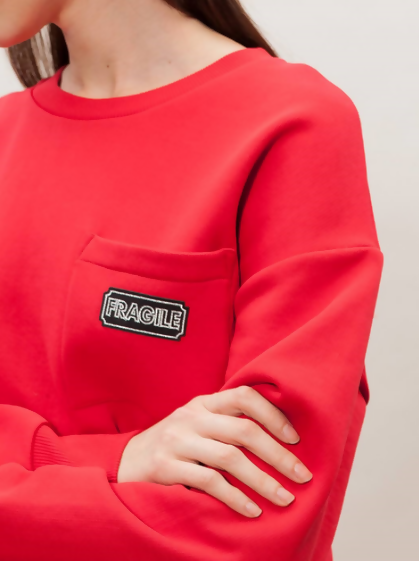 Stradivarius Red Sweatshirt Size: S