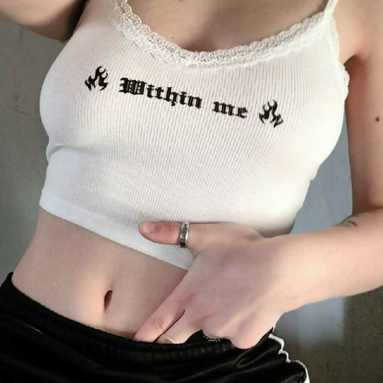 Bershka White Strap Crop Top with Lace