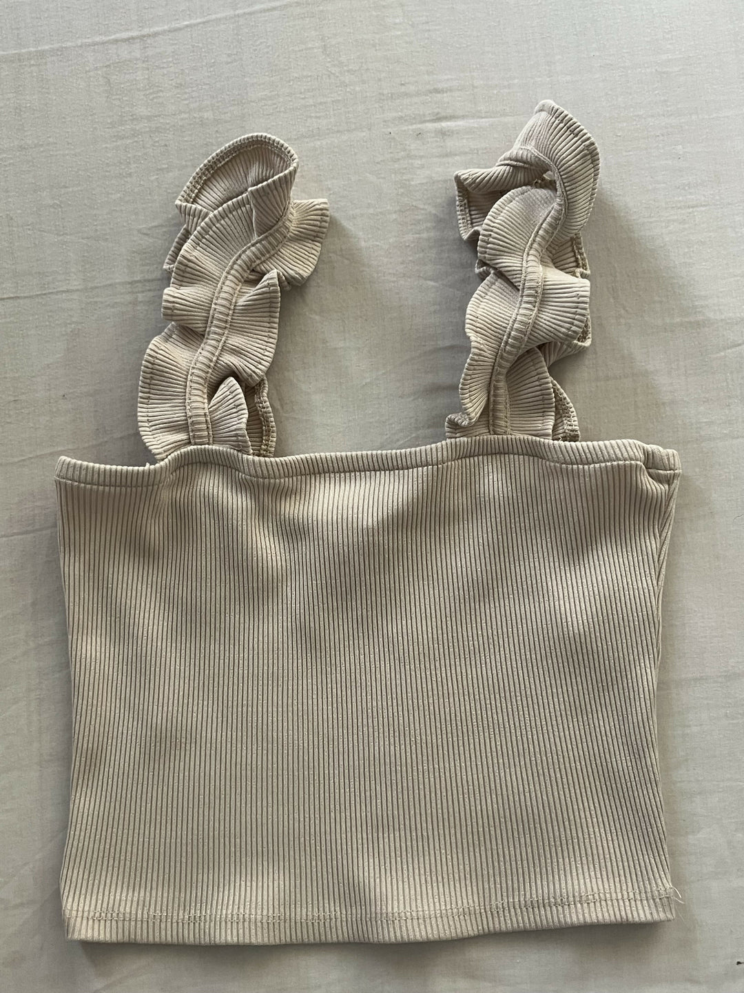 Zara Beige Ribbed Knit Crop Top