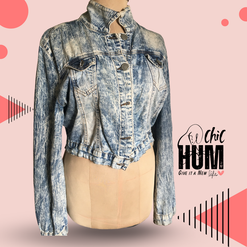 Stylish Cropped Denim Jacket SIZE-XL