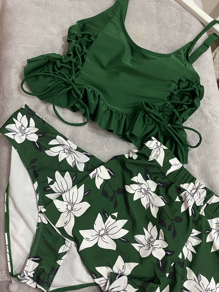 SHEIN Green Tankini Size: M