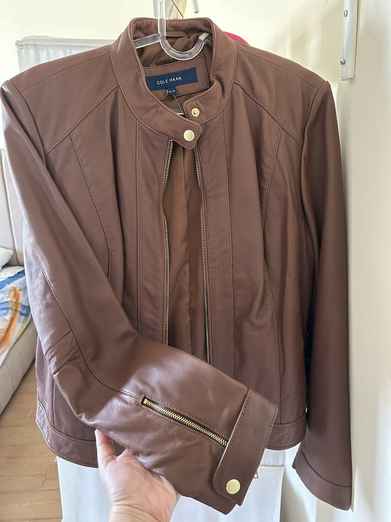 NEW Cole Haan Leather Jacket Size: XL