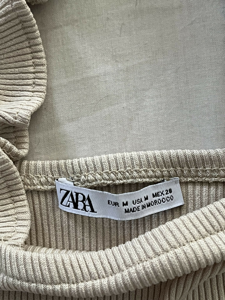 Zara Beige Ribbed Knit Crop Top
