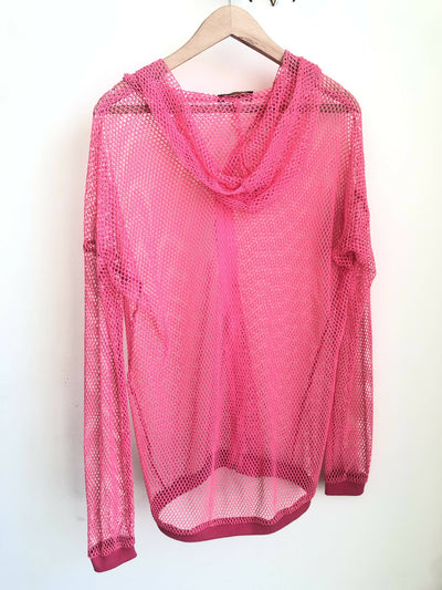 Pink Oversized Fishnet Jacket Size: M/L