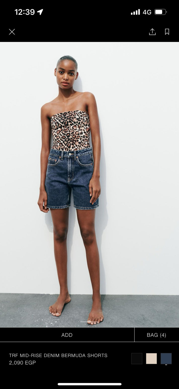 ZARA Mid-rise denim Bermuda shorts Size: M NEW WITH TAG