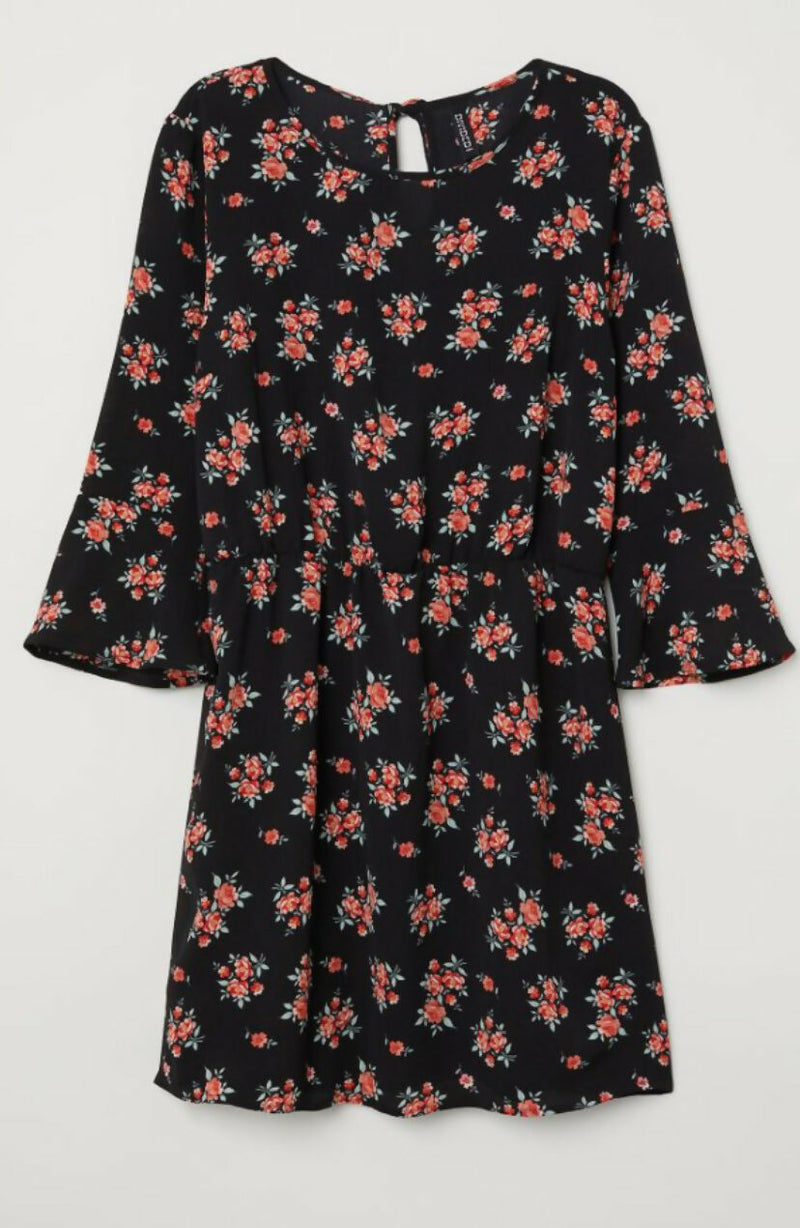 H&M Black Floral Dress Size36EU