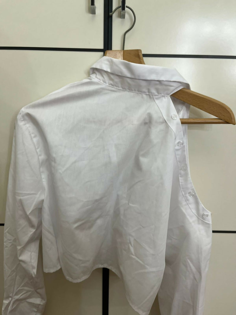 White Cropped Shirt Size M