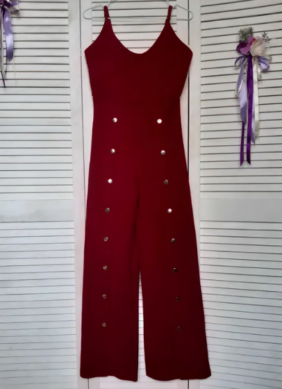 Red ‘70’s’ Jumpsuit Size: UK 16 NEW