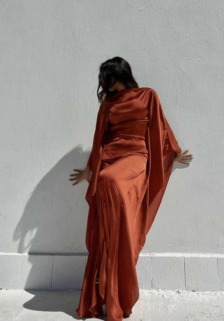 Orange Bronze Satin Dress
