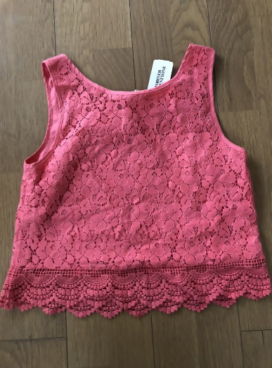 Forever 21 Pink/Peachy Lace Top Size: S