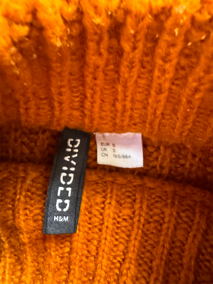 H&M Orange Chunky Cropped Sweater: S