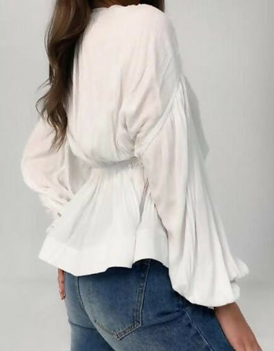 Missguided White Elegant Blouse Size: L NEW WITH TAG