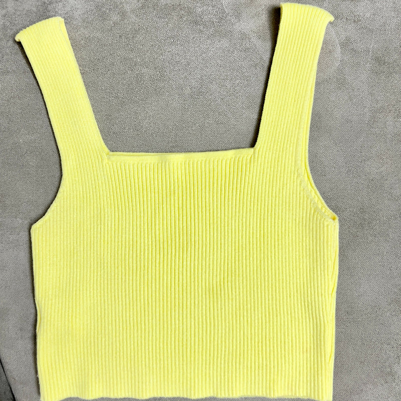 Yellow Ribbed Knit Top Size: M