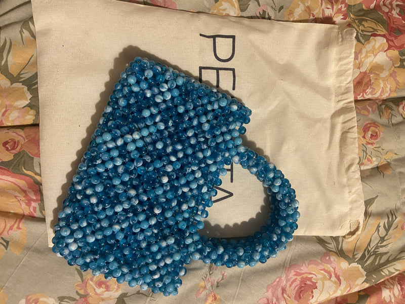 Perlita Blue Beaded Bag