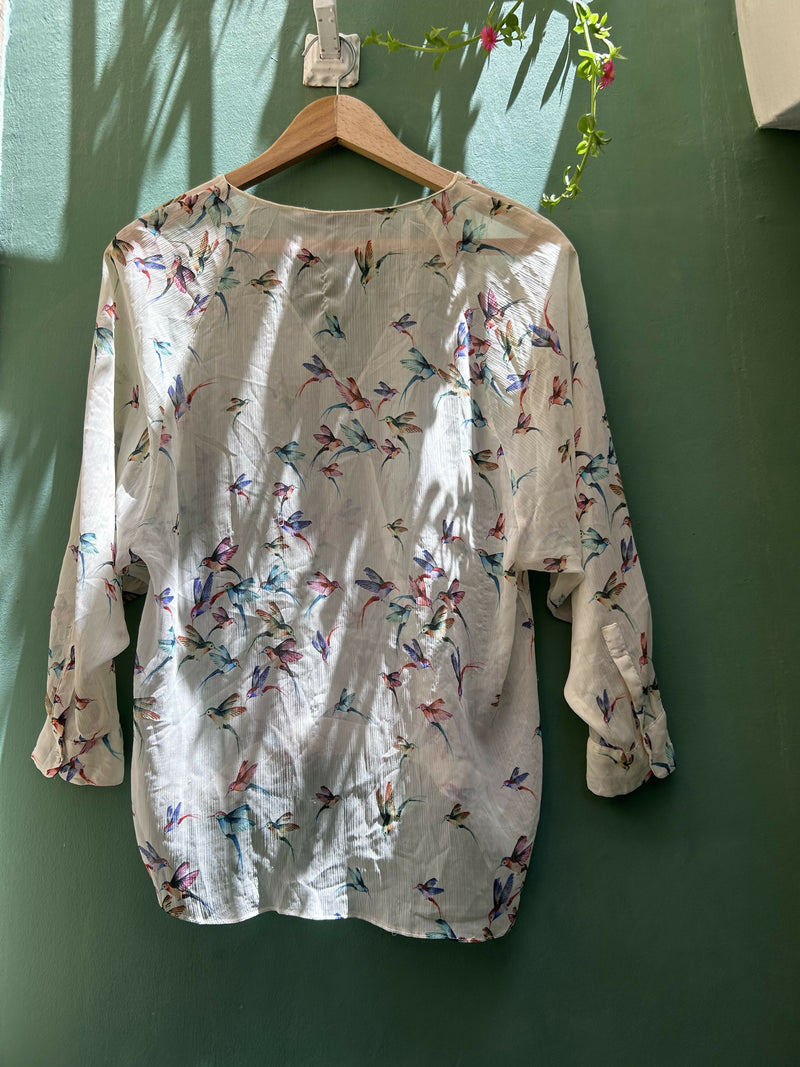 Zara Birds Blouse XS