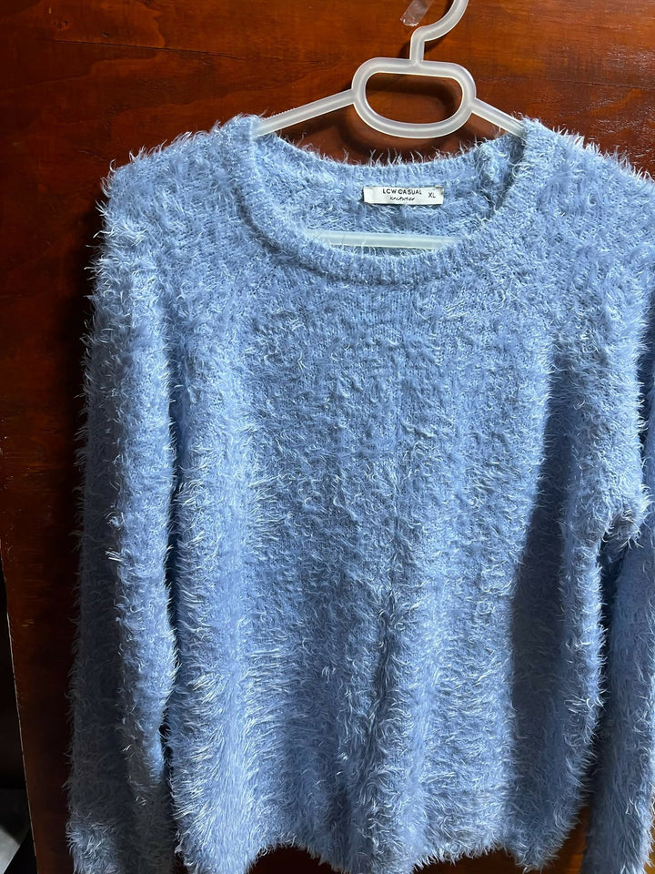 LCW Furry Blue Winter Pullover