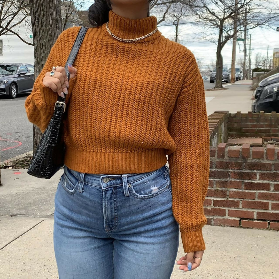 H&M Orange Chunky Cropped Sweater: S