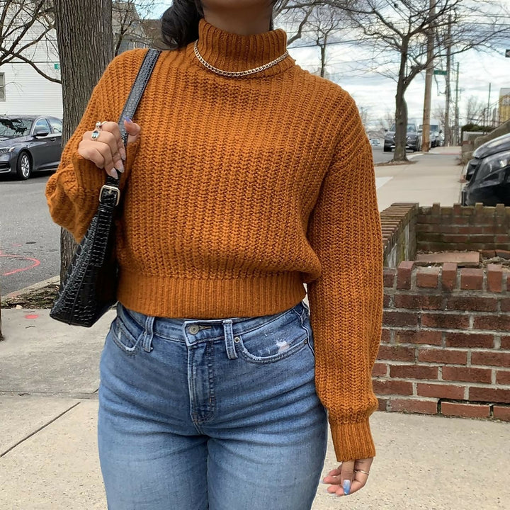 H&M Orange Chunky Cropped Sweater: S