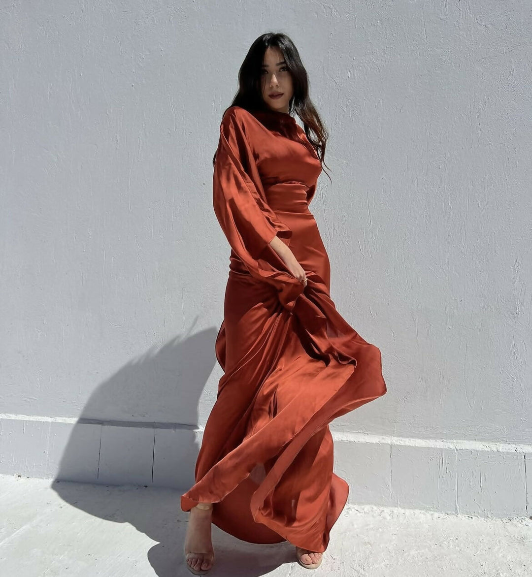 Orange Bronze Satin Dress