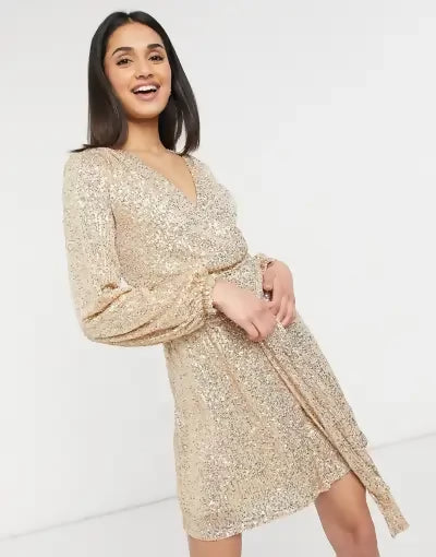 Gold Sequin Dress S 36 - ASOS, urban threads