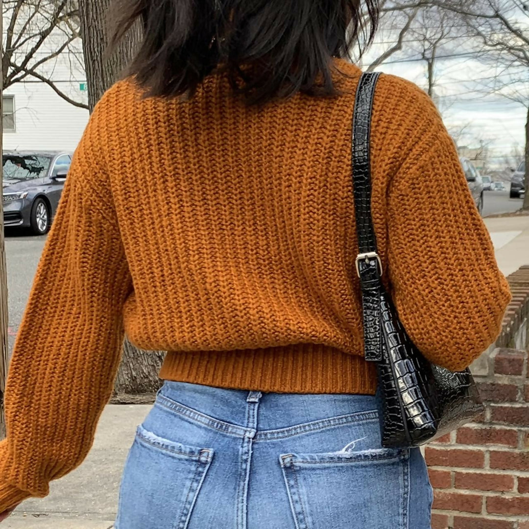 H&M Orange Chunky Cropped Sweater: S
