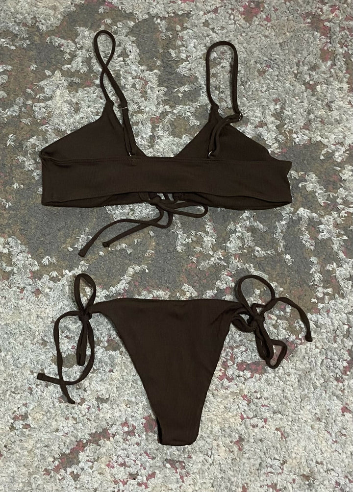 shein Brown Bikini Top & Bottom size M