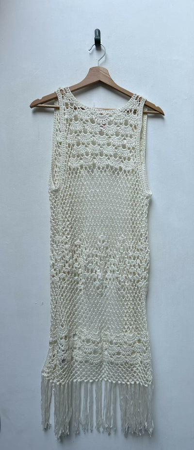 Ravin White Sleeveless Crochet jacket size S 2