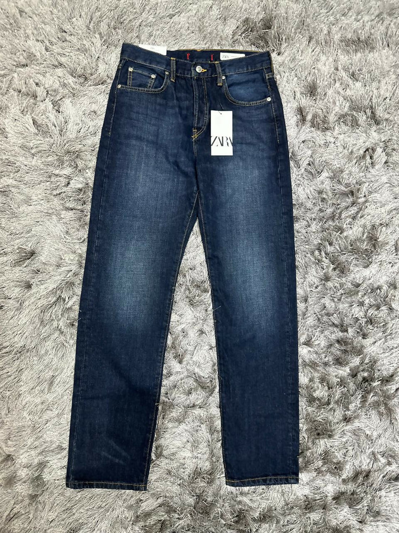 Zara New Straight Fit Dark Blue Jeans Size: 38