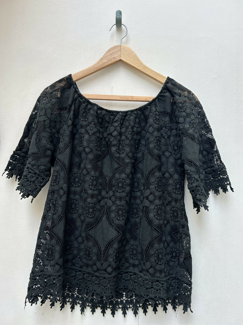 Black Boho Top Size L