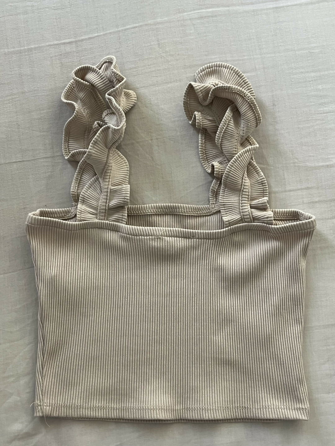 Zara Beige Ribbed Knit Crop Top