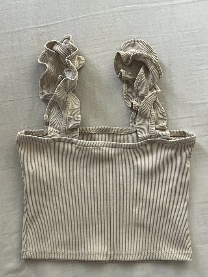 Zara Beige Ribbed Knit Crop Top